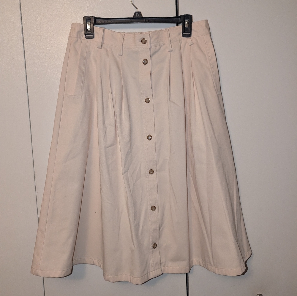 Baxter Wells Pleated Cotton Skirt Vintage Style Size 16 Button Down Pockets